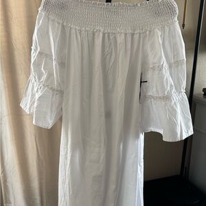 88 Premium Off Shoulder White Dress 2X Boho Peasant Beach Vacation NWT